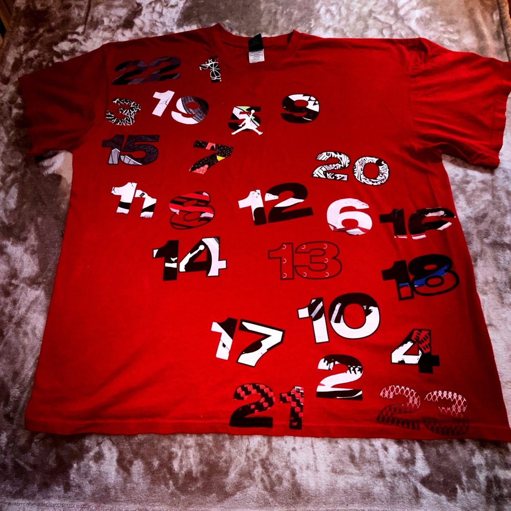 Jordan Brand T-Shirt Mens 3XL Red Excellent Number Graphic Jumpman Tee